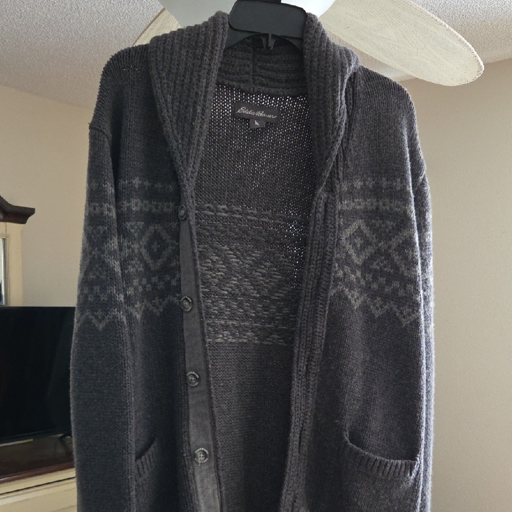 Eddie Bauer Charcoal Cardigan Sweater
